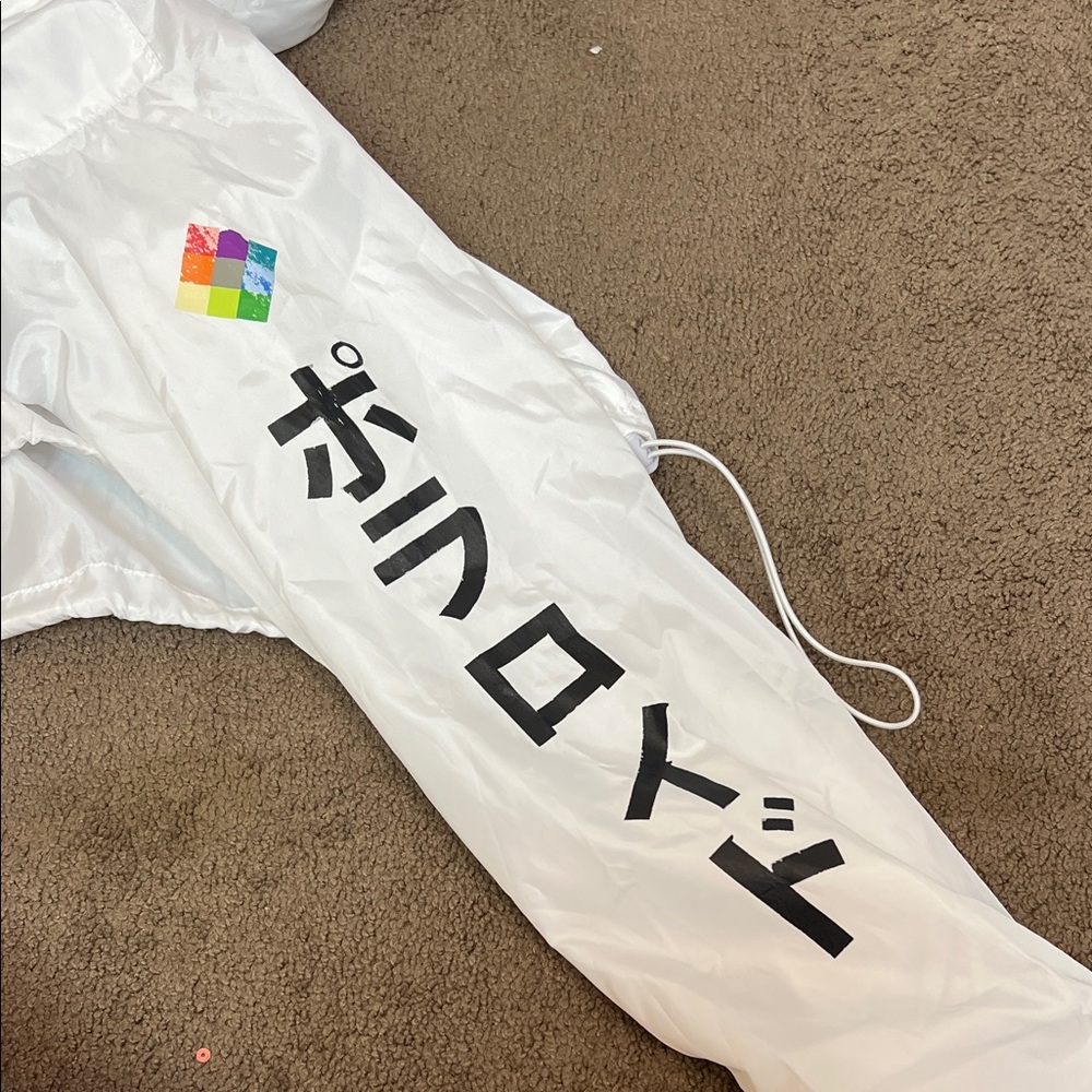 Polaroid White rain hoodie with Rainbow Accents NWoT size L - Picture 7 of 10